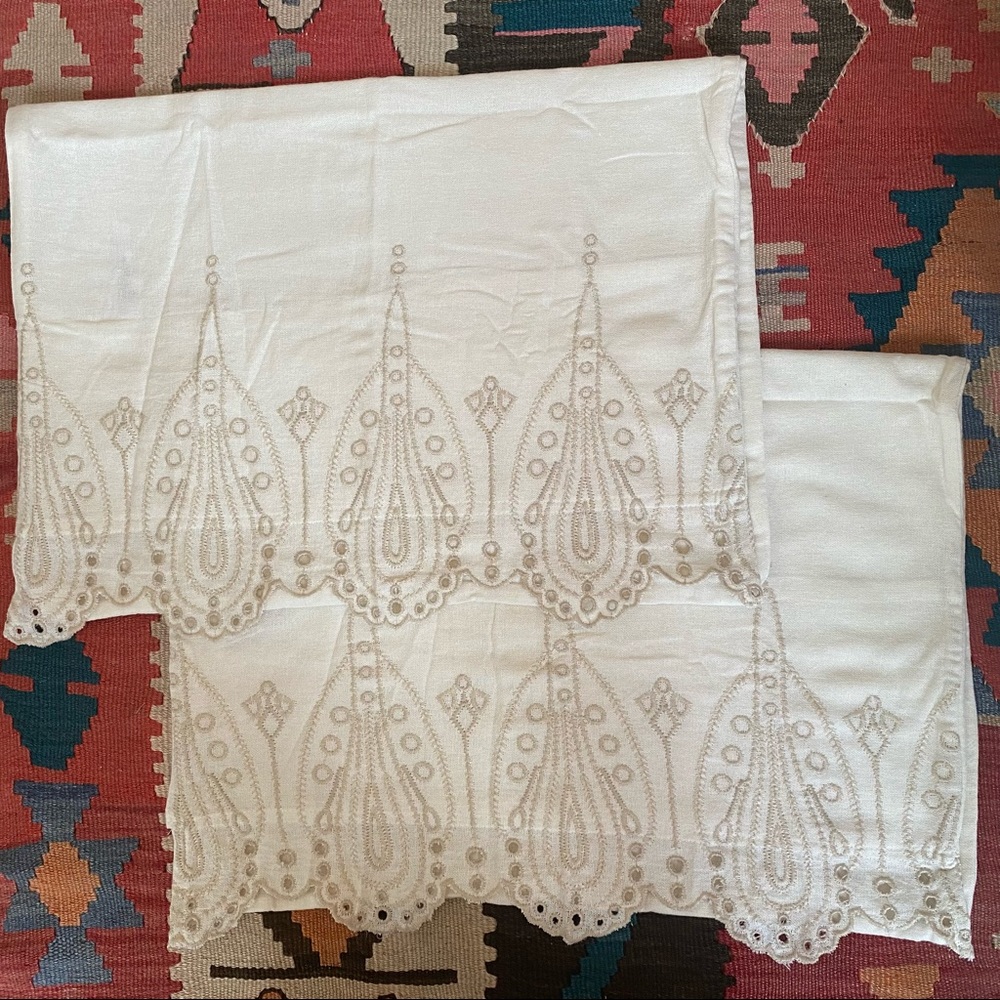 Urban Outfitters Scalloped Embroidered Sham Set